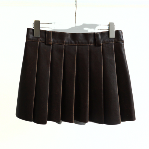 LOW Leather Pleats Mini Skirt