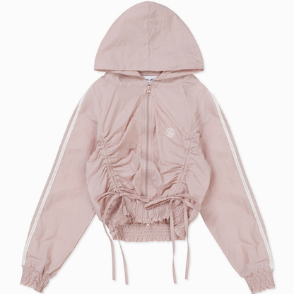 Ribbon Shirring Hoddie Zip-Up