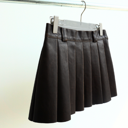 LOW Leather Pleats Mini Skirt