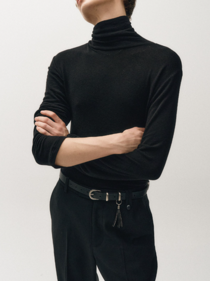 WOOL SILKY ROLL NECK T-SHIRT