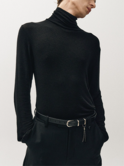 WOOL SILKY ROLL NECK T-SHIRT