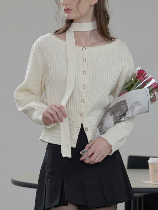 Sonnet Boat-neck Wool Cardigan