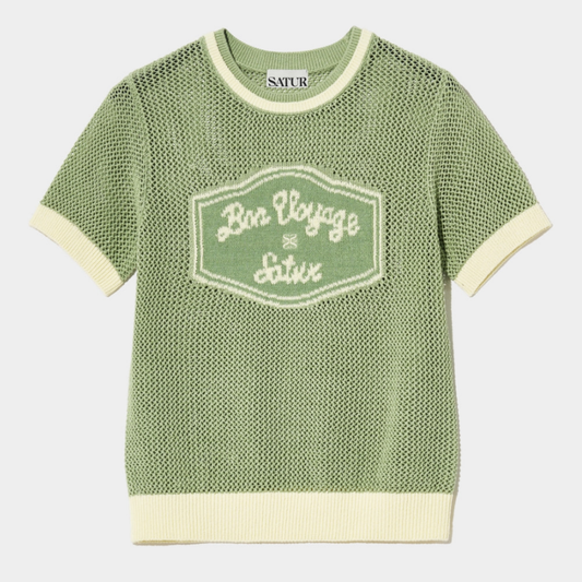 (W) Bon Voyage Artwork Logo Crew Neck Half Knit