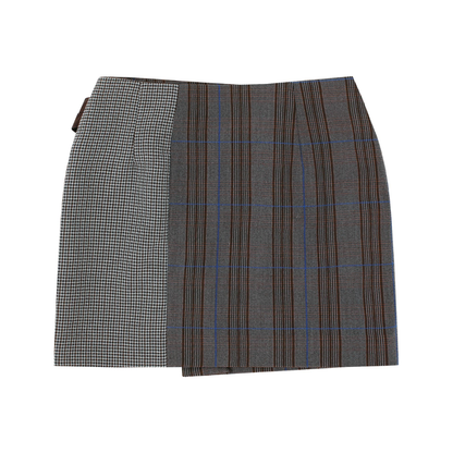 Check Panelled Mini Wrap Skirt