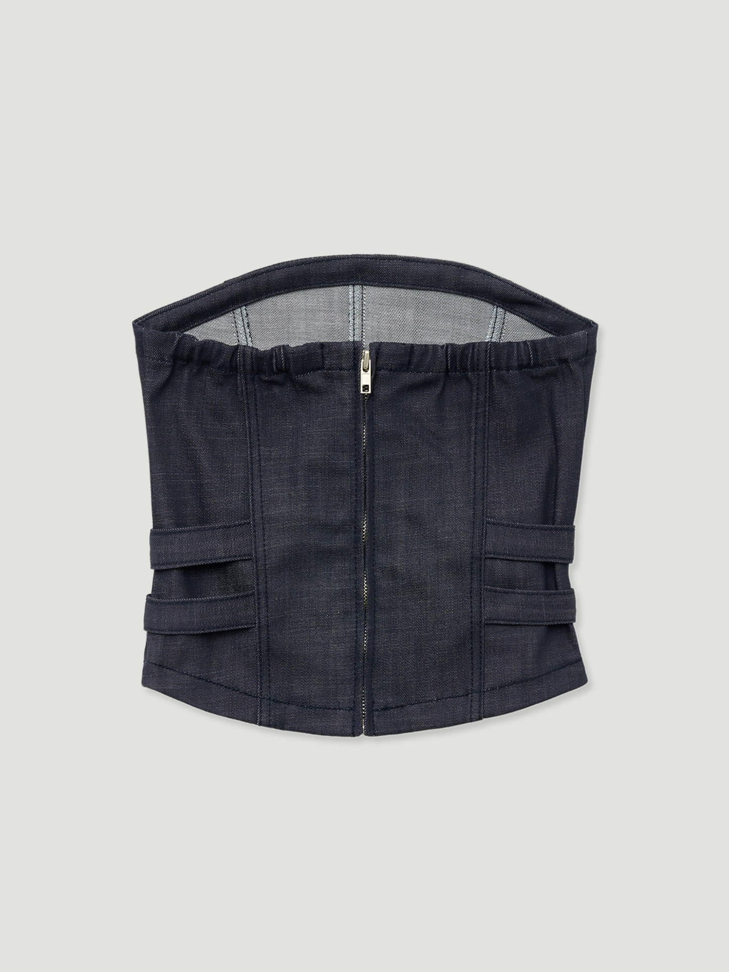 BELTED DENIM TUBE TOP