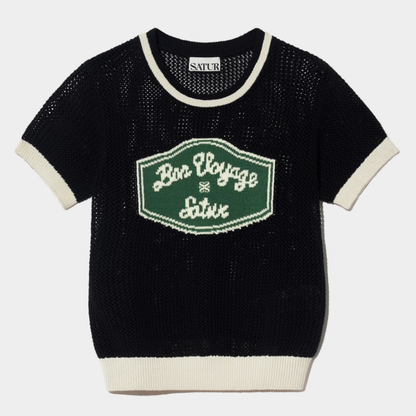 (W) Bon Voyage Artwork Logo Crew Neck Half Knit