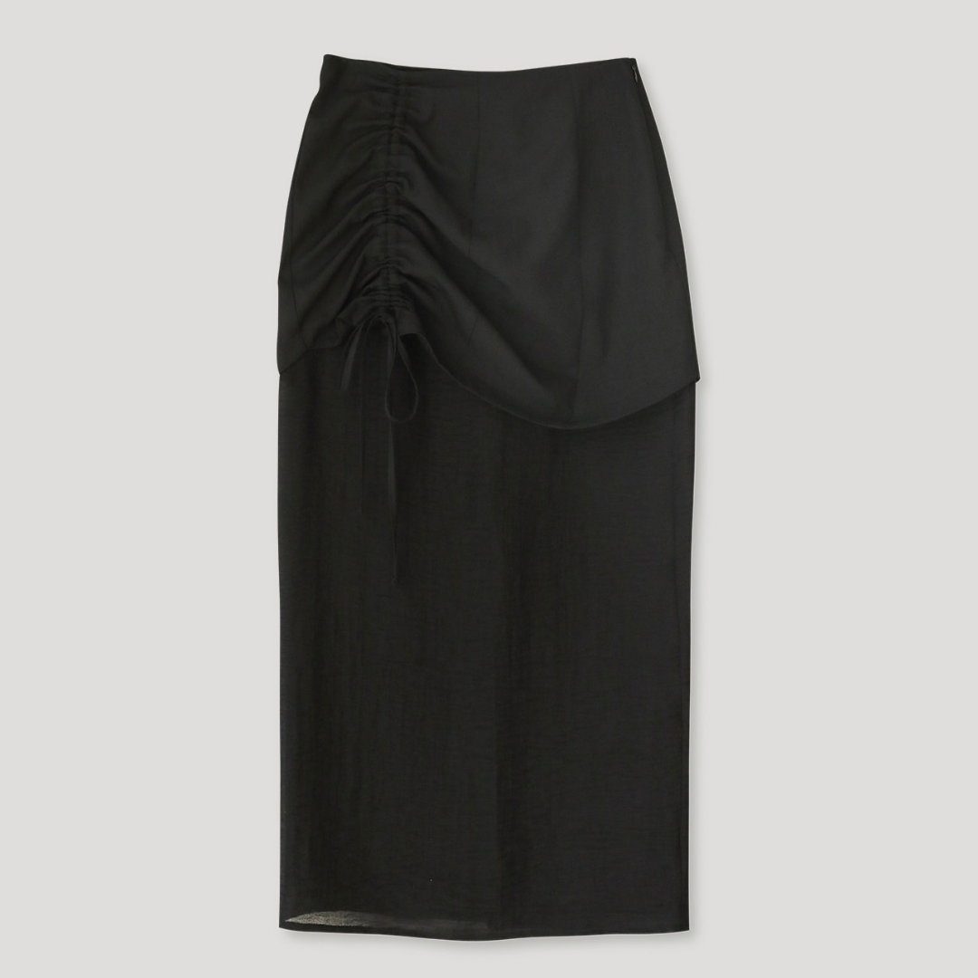 SHIRRING LAYERED SHEER SKIRT