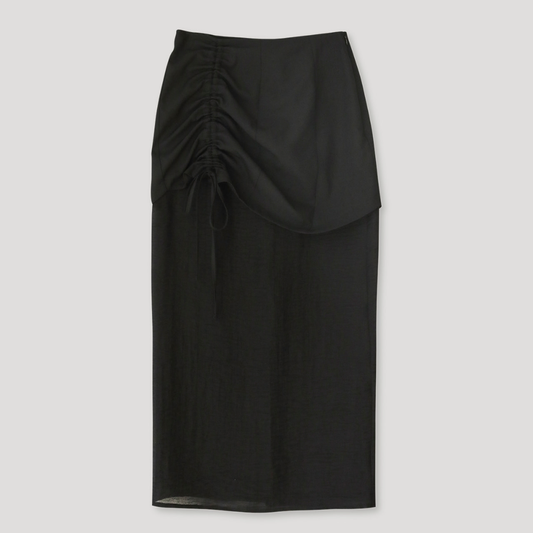 SHIRRING LAYERED SHEER SKIRT