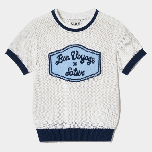 (W) Bon Voyage Artwork Logo Crew Neck Half Knit