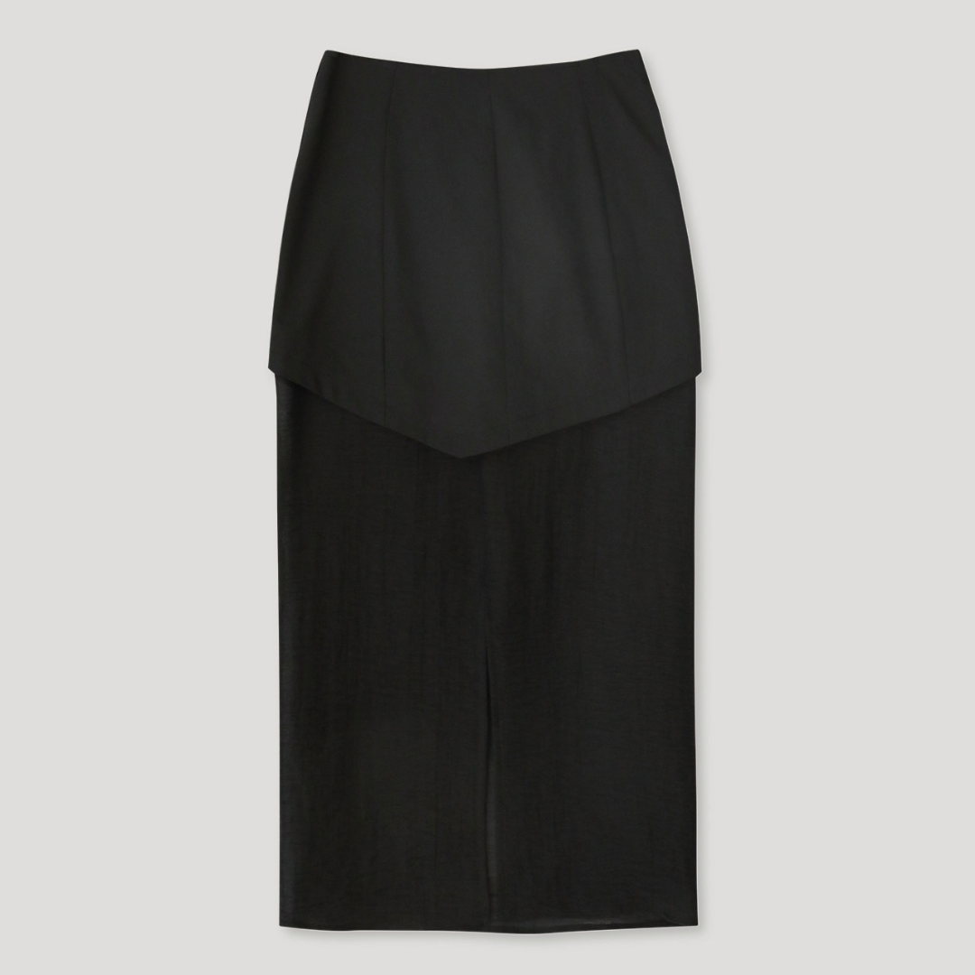 SHIRRING LAYERED SHEER SKIRT