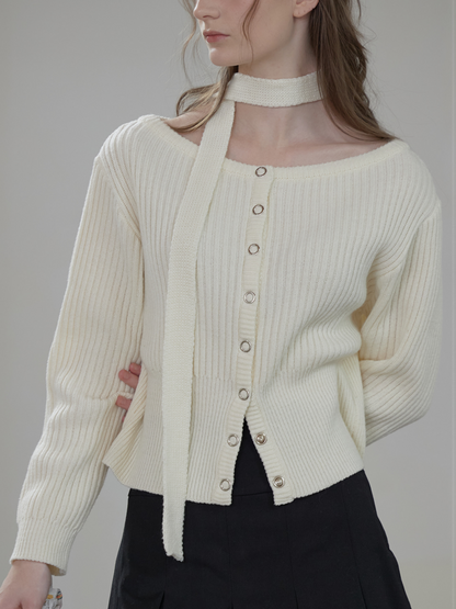 Sonnet Boat-neck Wool Cardigan