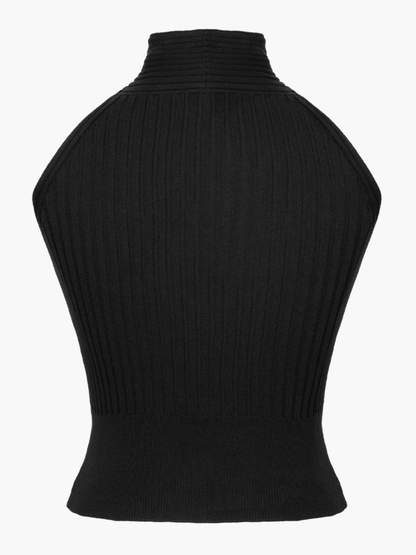 KNIT HALTER NECK TOP