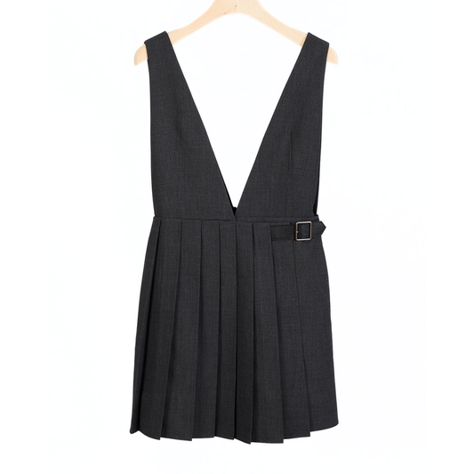 WRAP PLEATED BELT DRESS