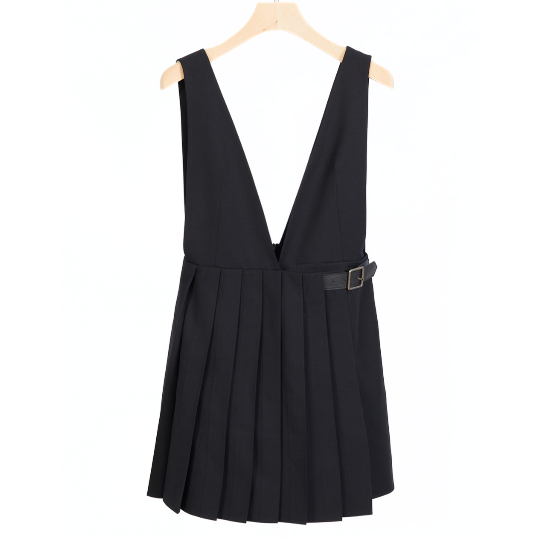 WRAP PLEATED BELT DRESS