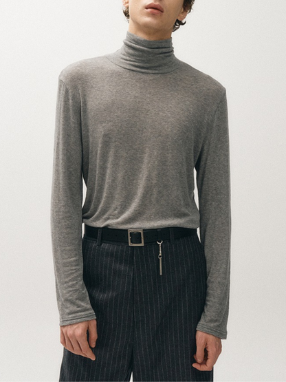 WOOL SILKY ROLL NECK T-SHIRT