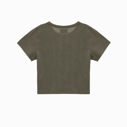 LOGO CROP TOP IN CHARCOAL