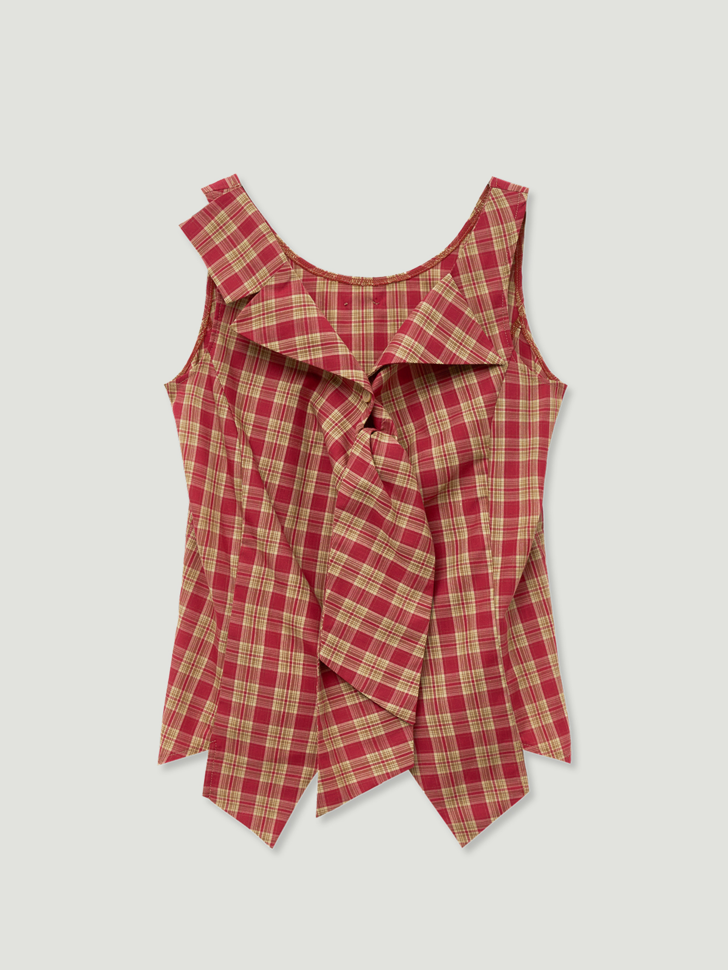 CHECK RIBBON SLEEVELESS TOP