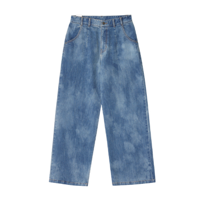 CREASE-WASHING WIDE DENIM PANTS