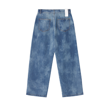 CREASE-WASHING WIDE DENIM PANTS