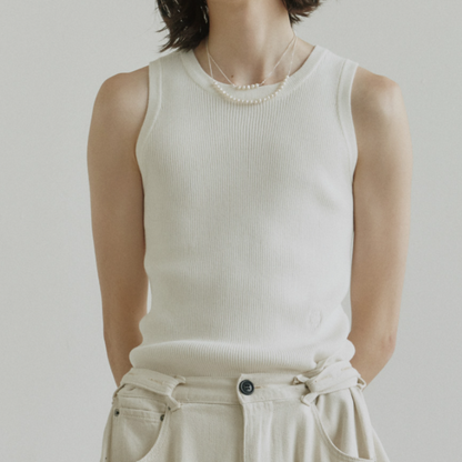 SQUARE NECK KNIT SLEEVELESS