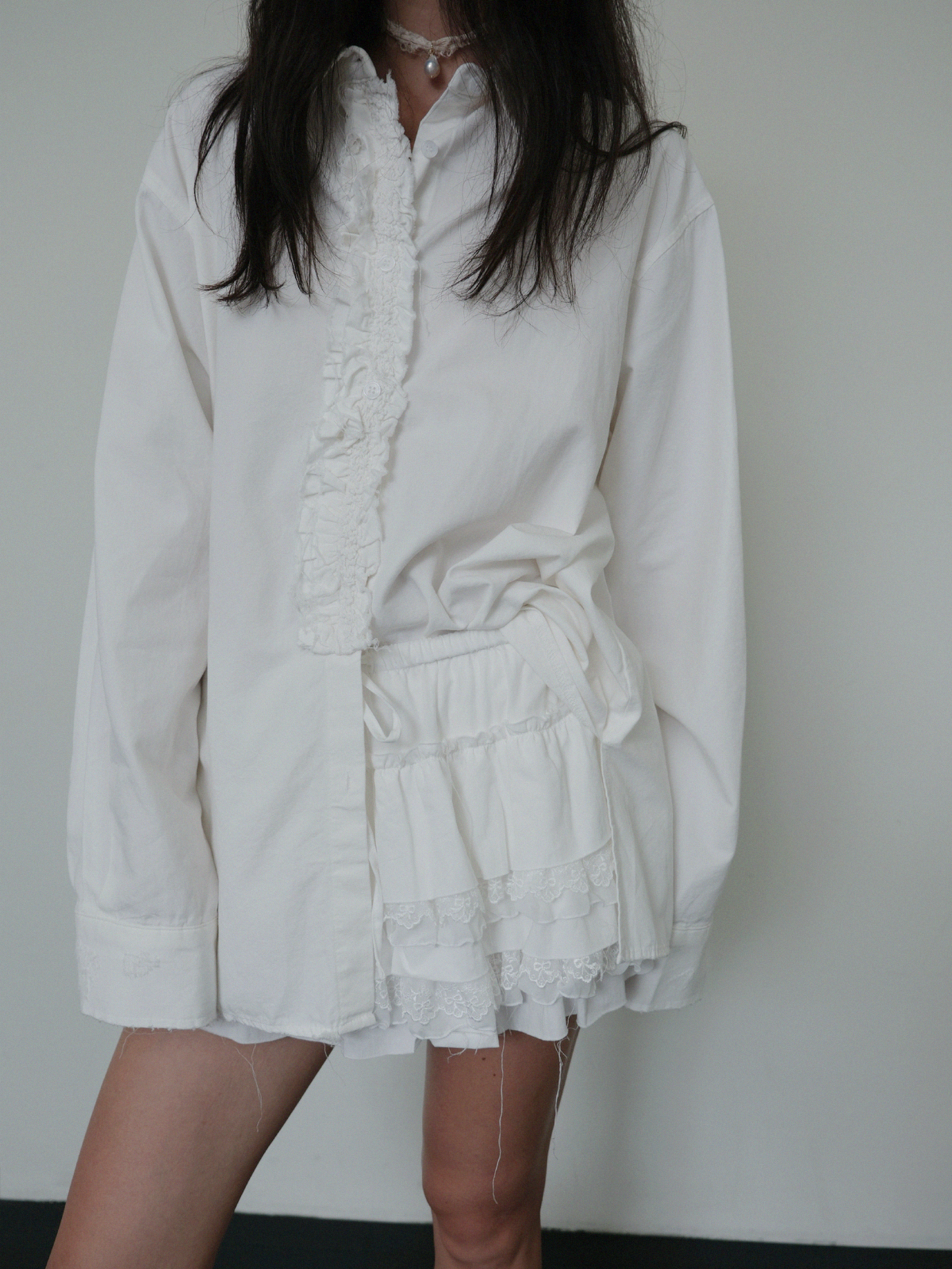 Rough Frill Cotton Shirt