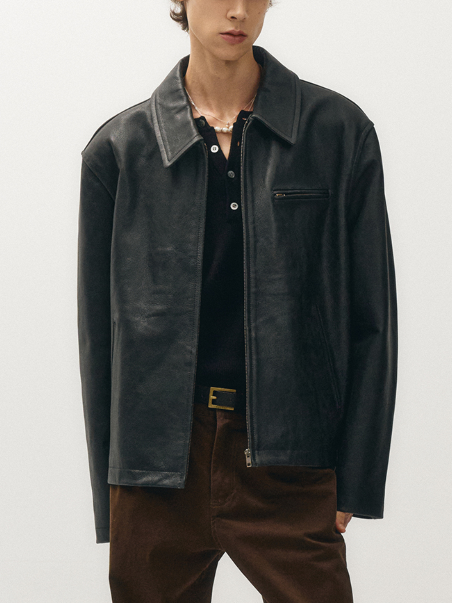 LEATHER AGING COACH JACKET