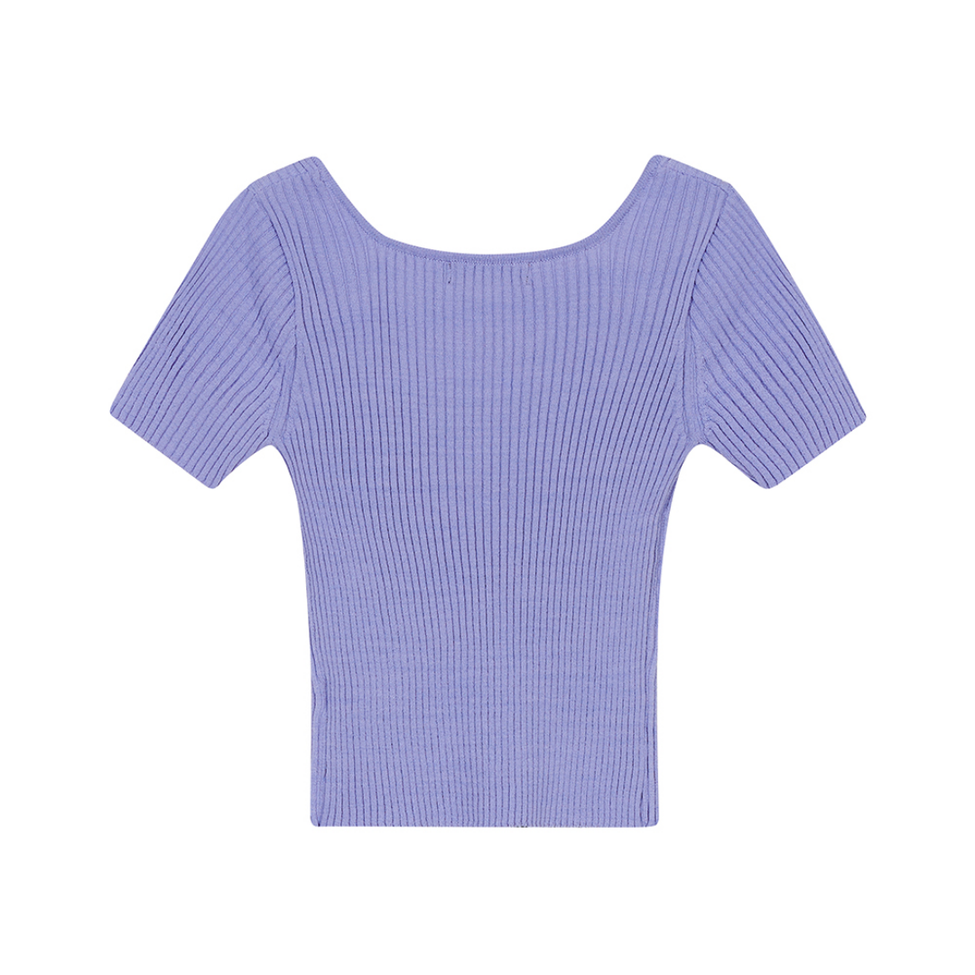 SQUARE NECK RIBBED KNIT CROP TOP