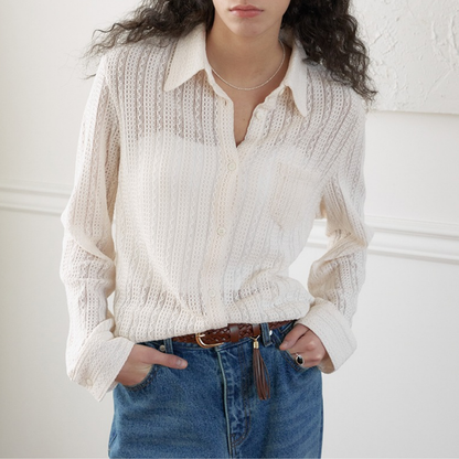 COTTON CROCHET SLIM SHIRT