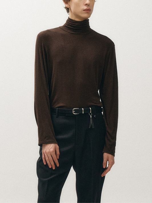 WOOL SILKY ROLL NECK T-SHIRT