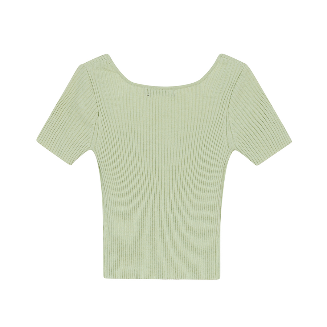 SQUARE NECK RIBBED KNIT CROP TOP