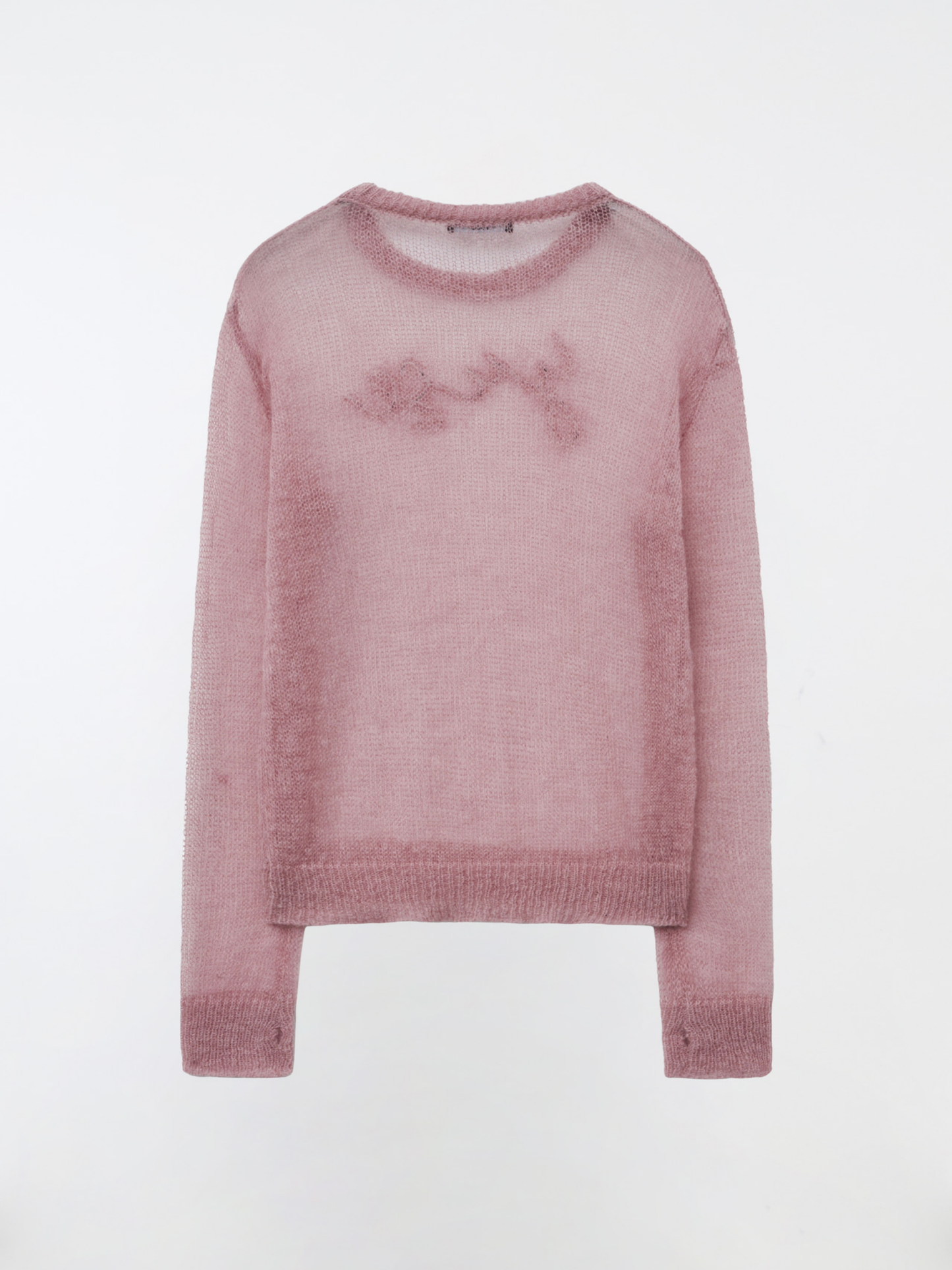 LOGO PATCH KID MOHAIR LOOSE ROUND KNIT TOP