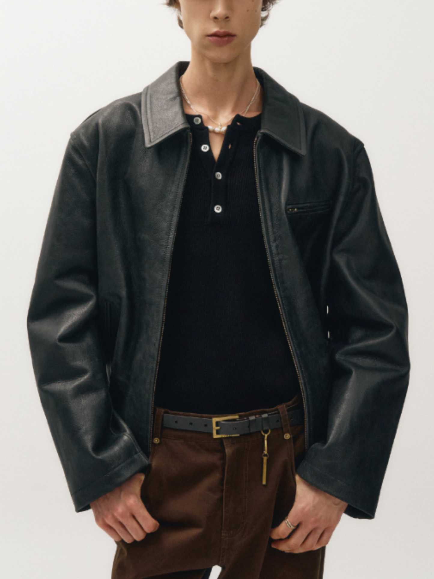 LEATHER AGING COACH JACKET