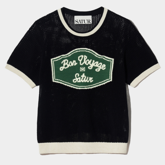 (M) Bon Voyage Artwork Logo Crew Neck Half Knit