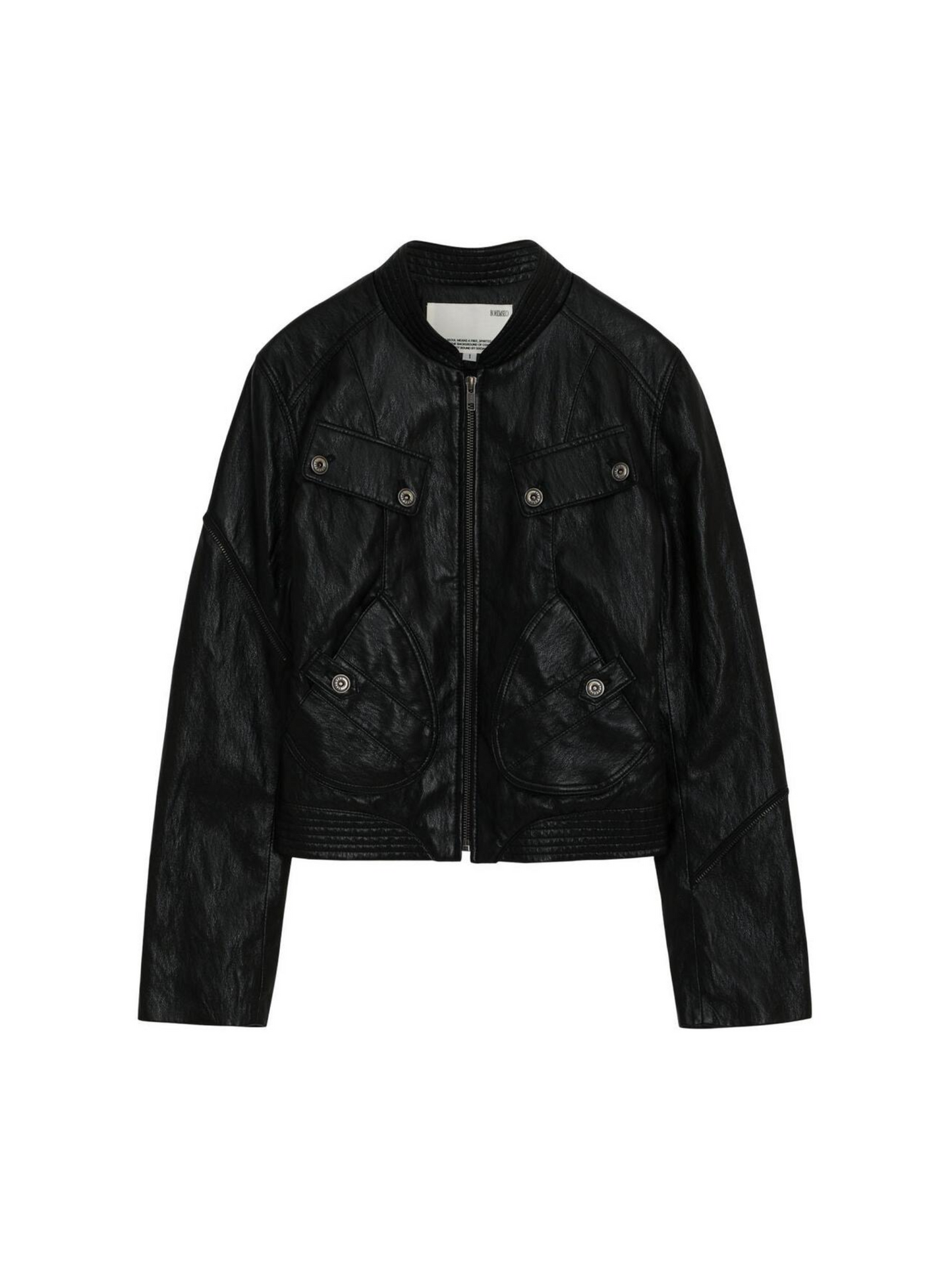 SLEEVE ZIP POINT LEATHER JACKET