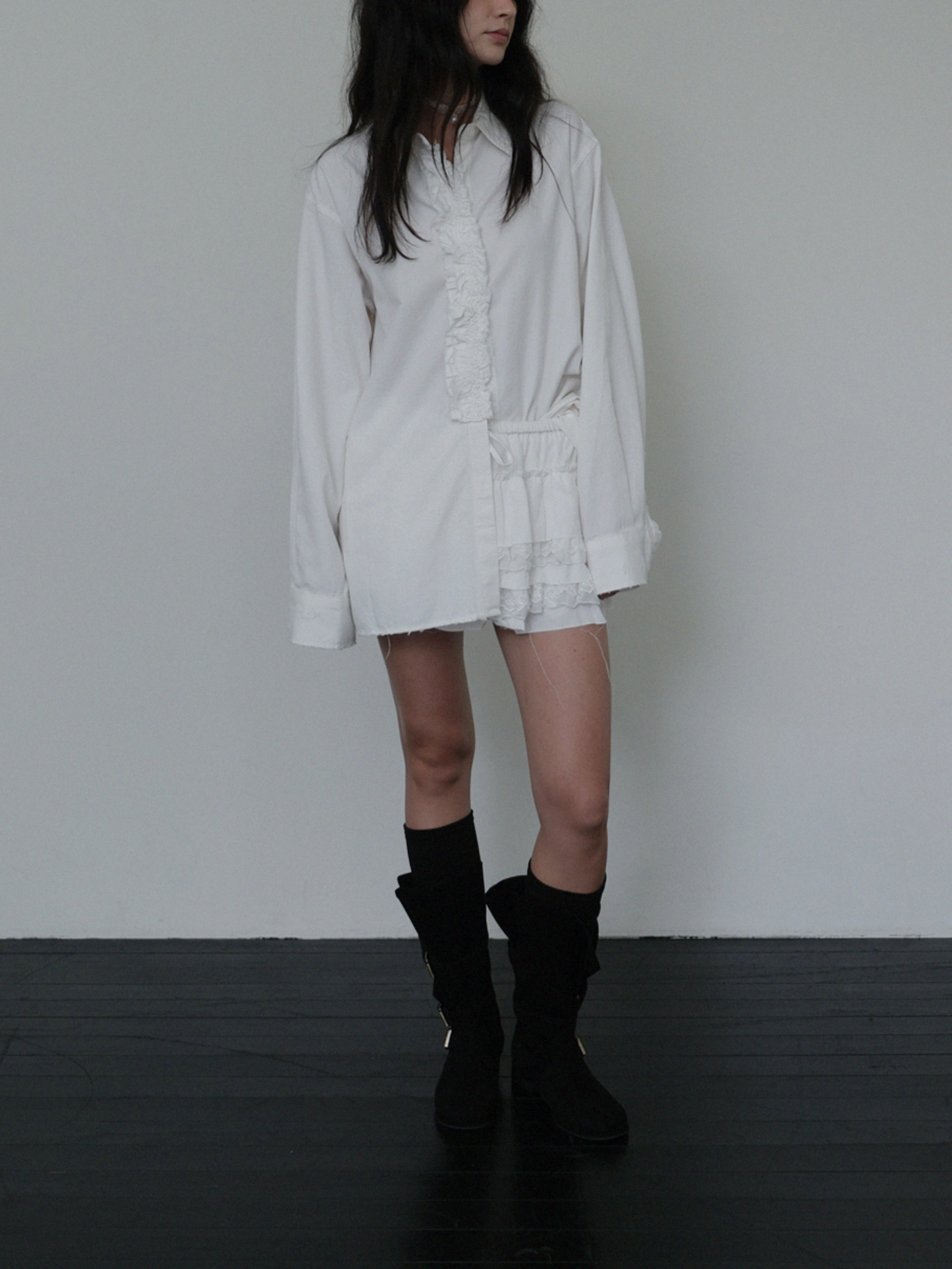 Rough Frill Cotton Shirt