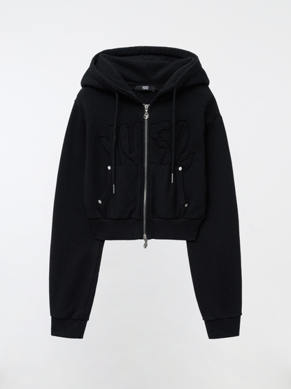 LOGO PATCH HOODIE ZIP-UP TOP