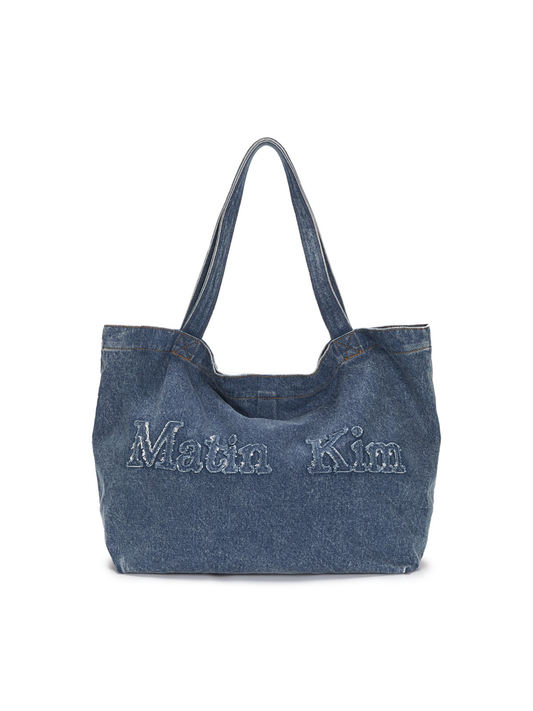 LOGO WASHED DENIM TOTE BAG