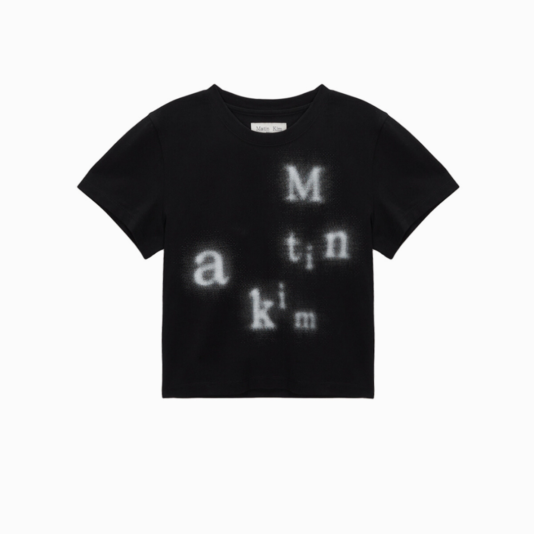 BLURRED LOGO CROP TOP IN BLACK