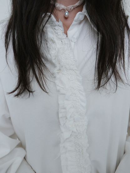 Rough Frill Cotton Shirt