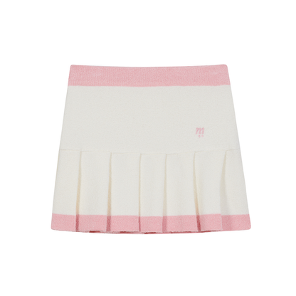 BOUCLE KNIT PLEATS SKIRT