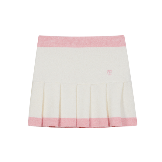 BOUCLE KNIT PLEATS SKIRT