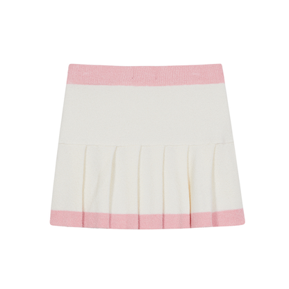 BOUCLE KNIT PLEATS SKIRT