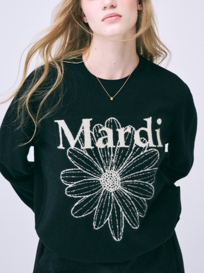 CASHMERE CREW NECK FLOWERMARDI