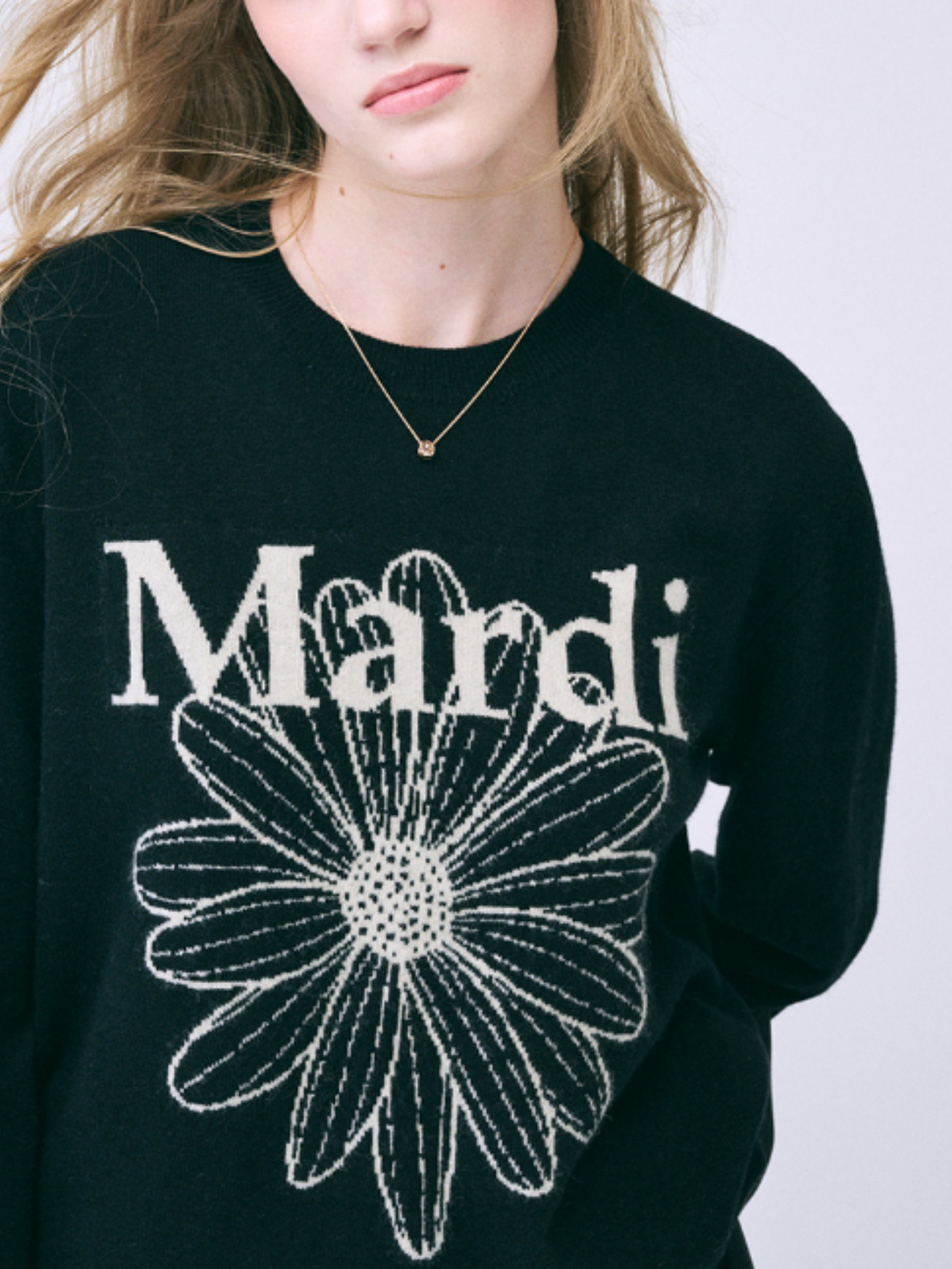 CASHMERE CREW NECK FLOWERMARDI