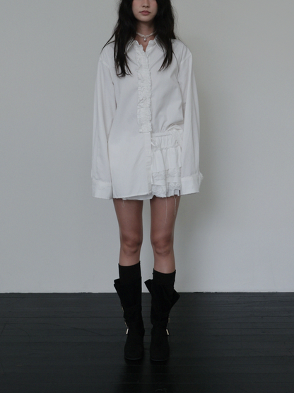 Rough Frill Cotton Shirt