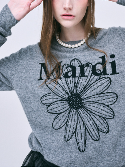 CASHMERE CREW NECK FLOWERMARDI