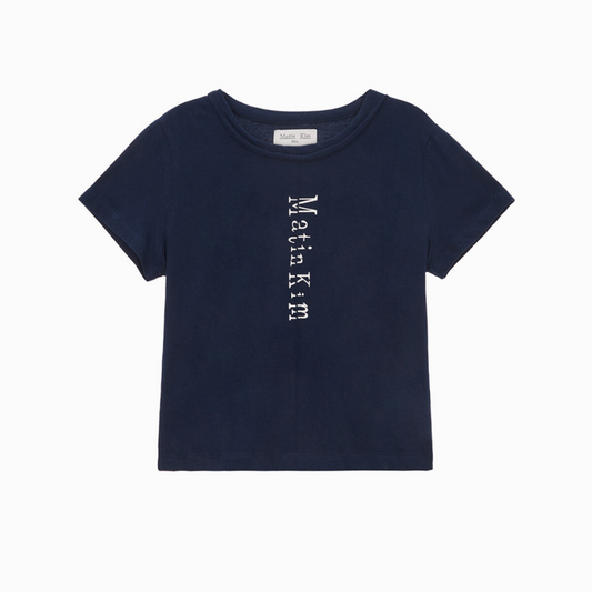 MATIN PINTUCK CROP TOP IN NAVY