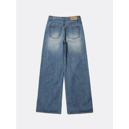 STRAIGHT WASHING DENIM PANTS - SKY BLUE