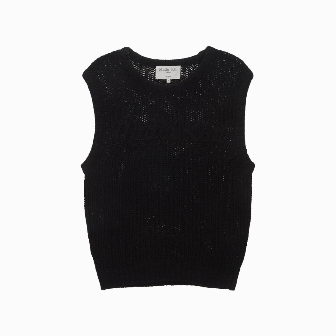 BIG LOGO KNIT VEST FOR WOMEN IN BLACK