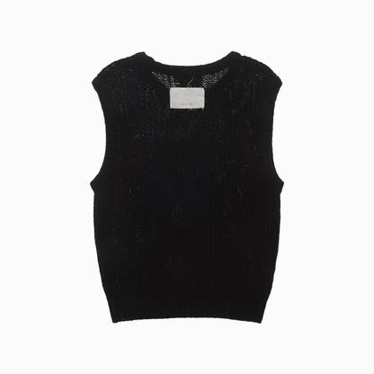 BIG LOGO KNIT VEST FOR WOMEN IN BLACK